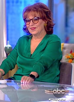 Joy's green silk v-neck blouse on The View