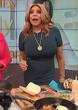 Wendy's green mesh inset midi dress on The Wendy Williams Show
