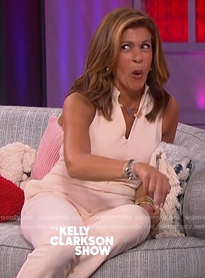 Hoda Kotb's white sleeveless jumpsuit on The Kelly Clarkson Show