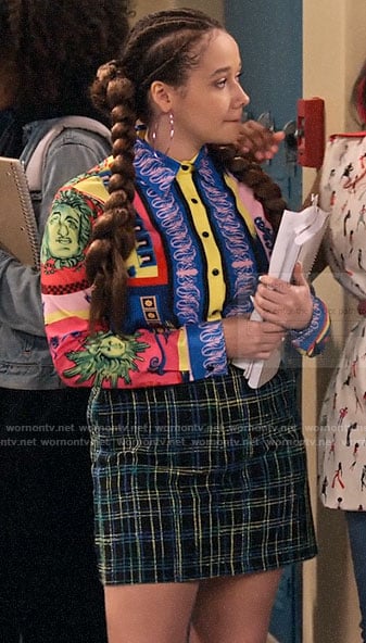 Jade's baroque print shirt on Family Reunion