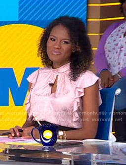 Janai's pink snake print keyhole top on Good Morning America