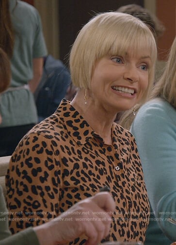 Jill's leopard print button down shirt on Mom