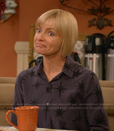 Jill's charcoal star print blouse on Mom