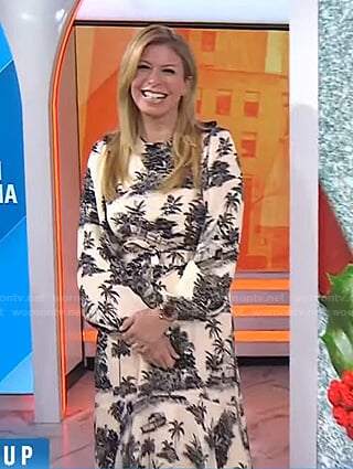 Jill's white palm print midi dress on Today
