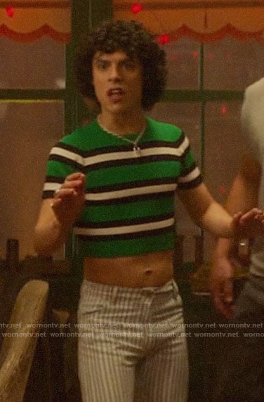 Jorge's green striped crop top on Katy Keene