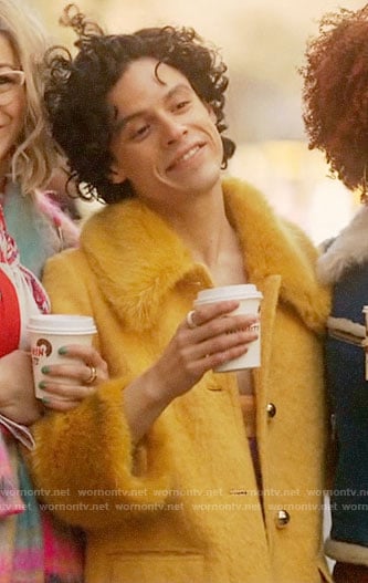 Jorge's yellow fur collar coat on Katy Keene