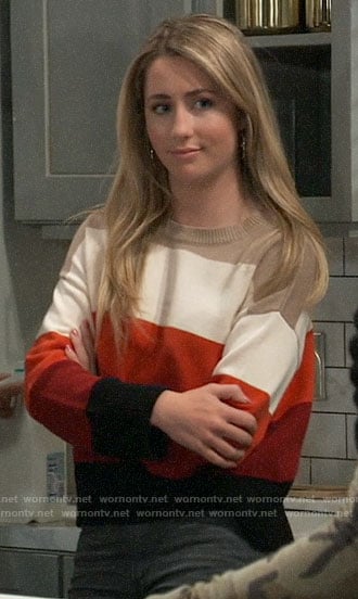 Josslyn's wide striped sweater on General Hospital