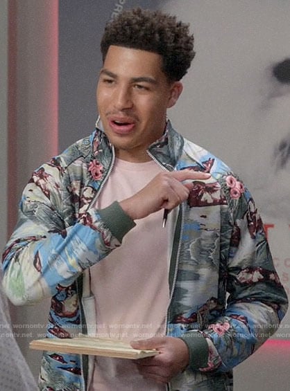 Junior's tropical print jacket on Black-ish