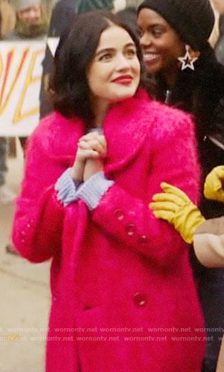 Katy's pink mohair coat on Katy Keene