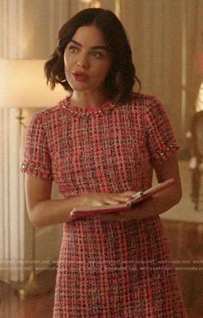 Katy's pink tweed dress on Katy Keene