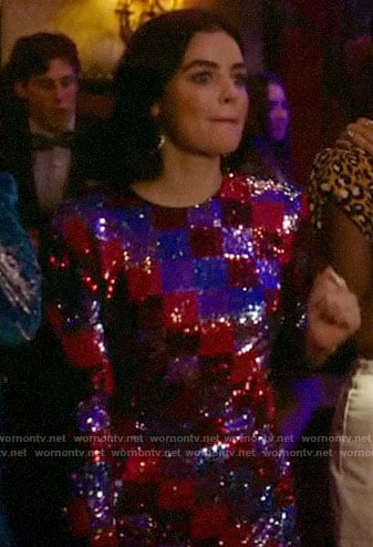 Katy's sequin checkerboard dress on Katy Keene
