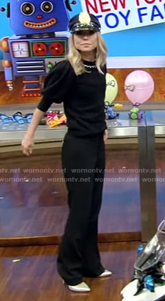 Kelly's black embellished top and pants on Live with Kelly and Ryan