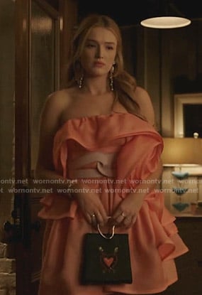 Kirby's pink ruffled strapless mini dress on Dynasty