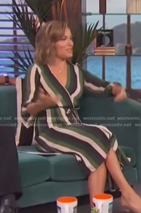 Kit's green striped wrap dress on Access Hollywood