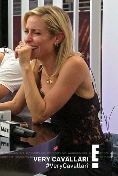 Kristin's black lace panel and trim top on Very Cavallari