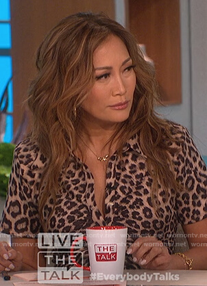 Carrie's leopard print mini dress on The Talk