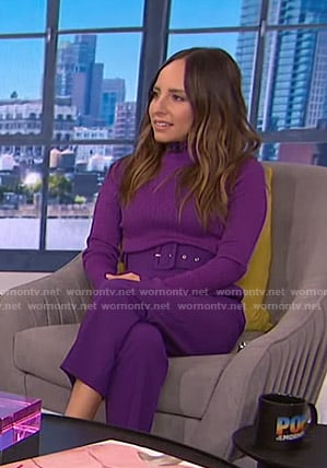 Lilliana's purple turtleneck sweater and belted pants on E! News