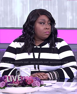 Loni's black and white striped hooded dress on The Real