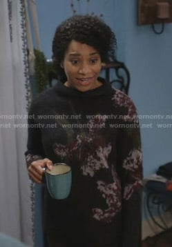 Maggie's black floral sweater on Greys Anatomy