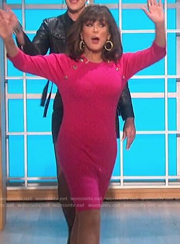 Marie's pink button embellished sweater dress on The Talk