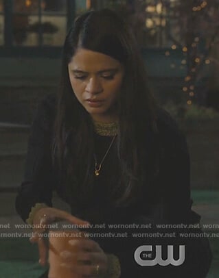 Mel's black contrast trim sweater on Charmed