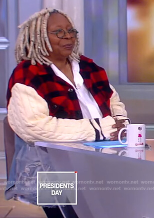 Whoopie's mixed check denim jacket on The View
