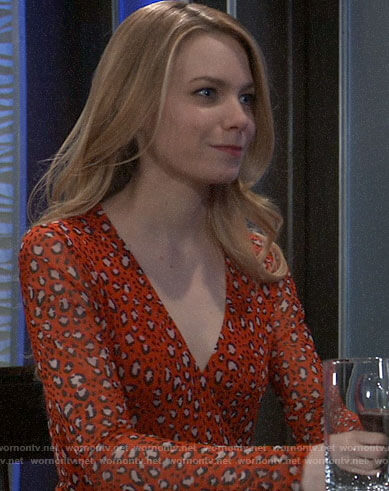 Nelle's red leopard print dress on General Hospital