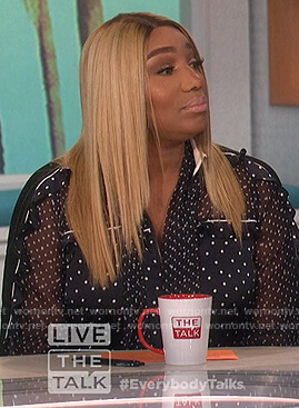 Nene Leakes navy polka dot jumpsuit on The Talk