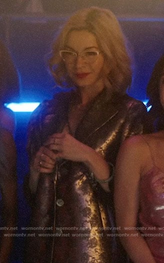 Pepper's metallic  floral coat on Katy Keene