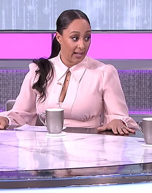 Tamera's pink cutout button front dress on The Real