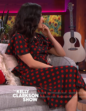 Constance Wu's polka dot dress on The Kelly Clarkson Show
