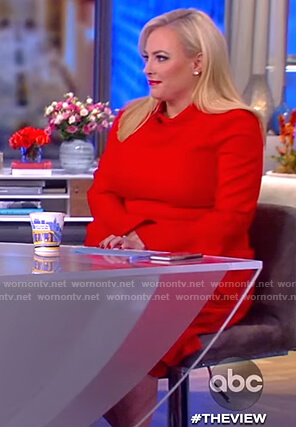 Meghan's red bell sleeve flare dress on The View