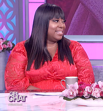 Loni's red floral wrap dress on The Real