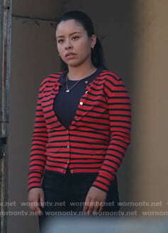 Mariana's red striped cardigan on Good Trouble