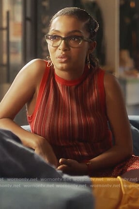 Zoey's red striped tank top on Grown-ish