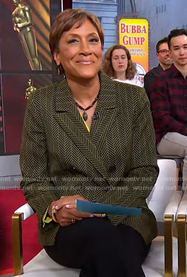 Robin's green herringbone blazer on Good Morning America