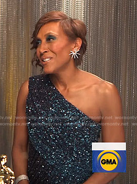 Robin's sequin one-shoulder gown at Backstage with the Big Winners on Good Morning America