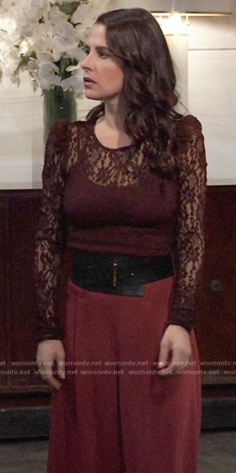 Sam's burgundy lace top on General Hospital