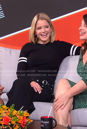 Sara's black cutout sweater and belted pants on GMA Strahan Sara And Keke
