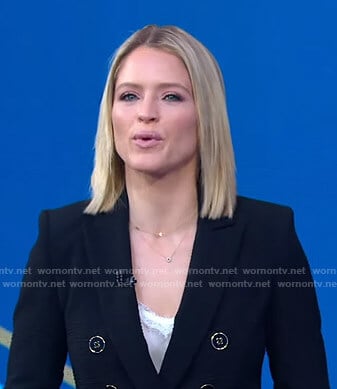 Sara's black textured blazer on Good Morning America