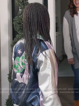 Diane's metallic mushroom patch bomber jacket on Black-ish