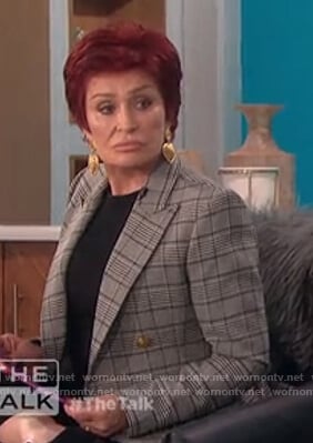 Sharon's double breasted check blazer on The Talk