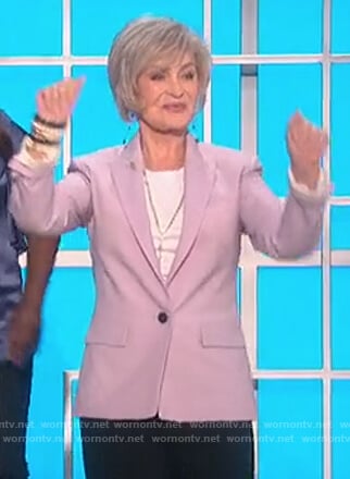 Sharon's lilac single breasted blazer on The Talk