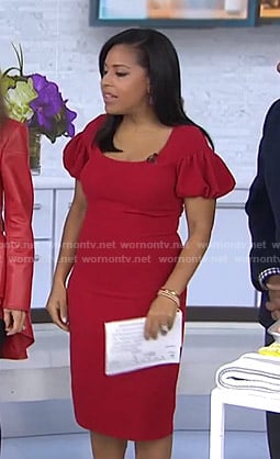 Sheinelle's red puff sleeve dress on Today