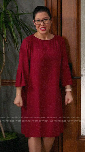 Sherri's red shift dress on All Rise