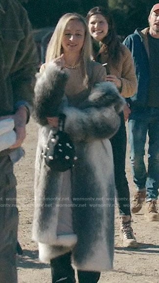 Sierra's long fur coat on Bless This Mess