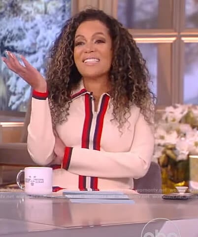 Sunny's white striped zip front dress on The View