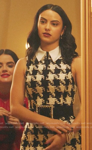 Veronica's houndstooth collared dress on Riverdale