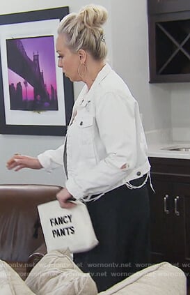 Margaret's white fancy pants clutch on The Real Housewives of New Jersey