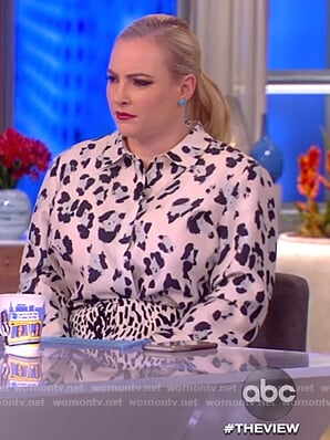 Meghan's white leopard print blouse and skirt on The View